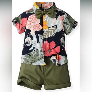 JunNeng Toddler Baby Boy Shorts Sets Hawaiian Outfit, 18-24 months